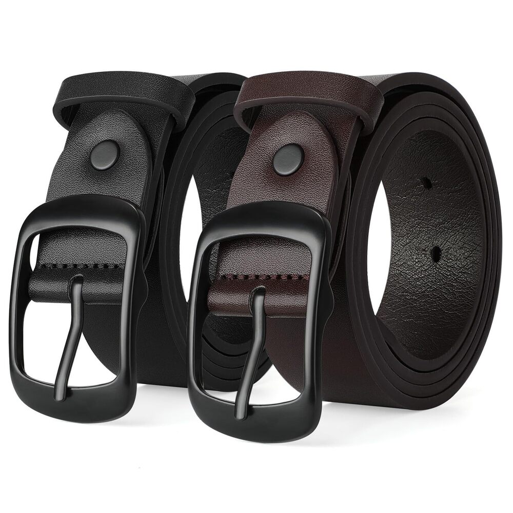 1179 2 Packs Leather Belts For Women Jeans Dress, Fashion Ladies